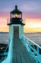Marshall Point Lighthouse Shines Bright at Sunset in Maine